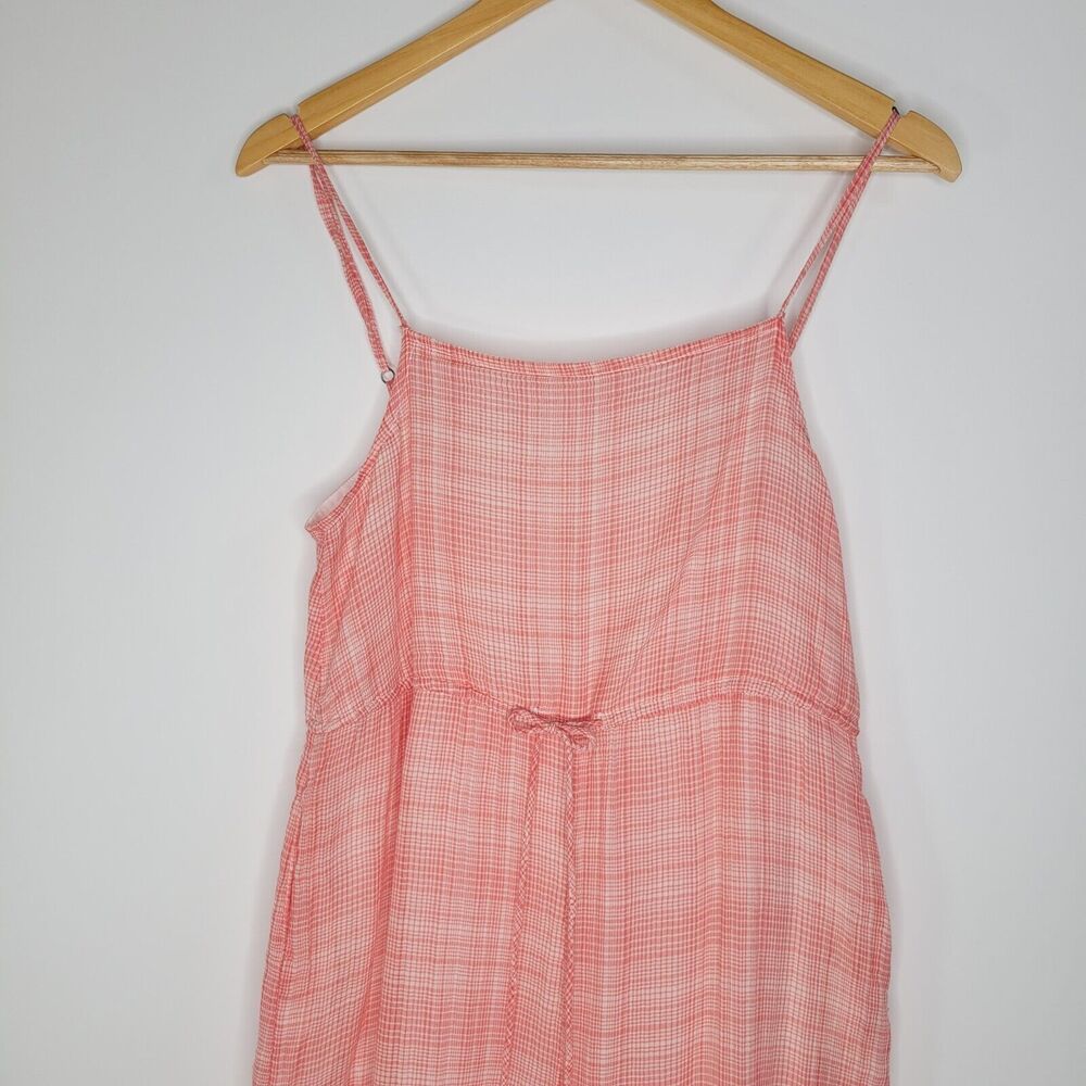 URBAN OUTFITTERS Orange Plaid Check Jumpsuit Size S Gauzy Cotton Lined Wide Leg - Picture 4 of 9